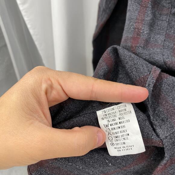 Billy Reid M Gray Plaid Button Down Shirt - Picture 6 of 6